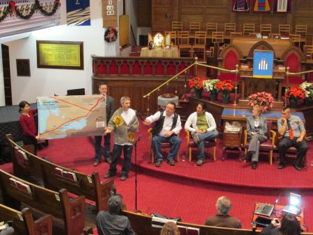 Line 9 panel discussion at Centretown United Church on Dec. 12        Photo: Andy Crosby